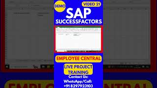 SAP SuccessFactors Employee Central Training Video 21 sapsuccessfactorstraining sapsuccesfactors [upl. by Kate]