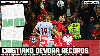 CRISTIANO SIGUE BATIENDO RÉCORDS GOLEADA DE PORTUGAL A POLONIA ESPECTÁCULO VITINHA ANÁLISIS [upl. by Kato56]