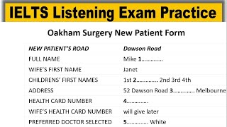 Oakham Surgery New Patient listening practice test 2023 with answers  IELTS Listening Practice Test [upl. by Savick]