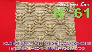 Punto N° 61 tejido a crochet Punto Espiga Intercalado con puntos Altos para aplicar en cojines [upl. by Caterina]