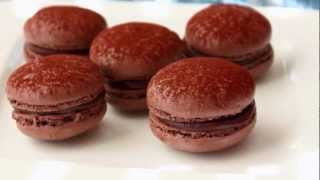 Dark Chocolate Macarons  French Macaron Recipe  Meringue Cookies [upl. by Vallonia]