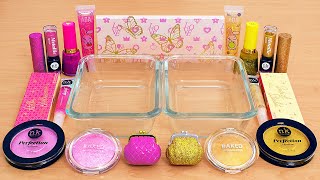 Pink vs Gold  Mixing Makeup Eyeshadow Into Slime ASMR [upl. by Nevla]