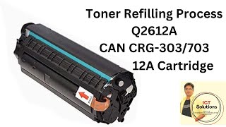 Cartridge Refilling 12A  Compatible with Q2612ACAN CRG303703  Solution Refill 12 A Cartridge [upl. by Zetrac]