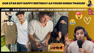 ALIZEH 🥷 GAVE 1300 GUCCI TSHIRT TO AAYOUSH FOR HIS BIRTHDAY😳😍 AAYOUSH BIRTHDAY🥳  Reaction Video [upl. by Erastes]