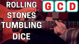 Rolling Stones  Tumbling Dice EASY 3 Chord Guitar Tutorial [upl. by Lyrrad]