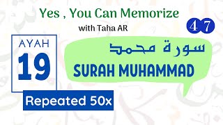 47 Surah Muhammad Verse 19  Repeated 50x  Memorization Series [upl. by Hume]