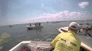 Recovery of 37 tripleengine boat Duxbury Harbor 30 June 2015 [upl. by Ja]