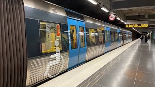 Sweden Stockholm subway ride from Västra skogen to Solna centrum by blue line [upl. by Raab]