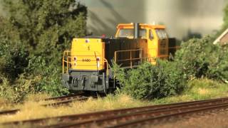 Realistic model railway layout with diesel engines  H0 scale [upl. by Ayhdiv]