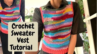 Crochet Easy Sweater Vest haanscrochet DIY [upl. by Atiniv]