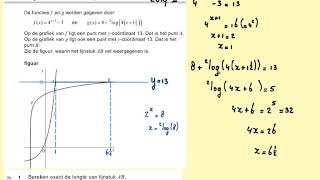 2019II Een logaritmische en een exponentiële functie vraag 1 en 2 havo wiskunde B [upl. by Joscelin]