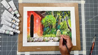 Painting Studio Ghibli scenes with Nicker poster colorGouache  Spirited Away [upl. by Enneirdna]