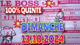 BOSS Dimanche 13 octobre 2024💲💲BASE SOLIDE 💲💲quinte demain [upl. by Ylreveb]