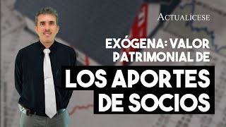 Exógena ¿Cómo definir el valor patrimonial de los aportes de socios [upl. by Nunci]