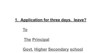 Higher secondary school Application for three days leaveशॉर्ट्स Application English [upl. by Carmen]