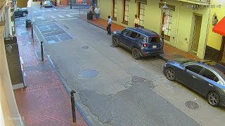 Surveillance footage shows chaos after French Quarter shooting [upl. by Eugilegna]