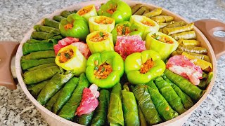 Lahana sarması 😋 5 LEZZET 💯 Karışık yaz dolması tarifi 👌 Etli Yaprak Biber Kabak dolma Nasıl Yapılır [upl. by Gnilrits125]