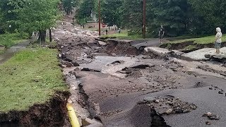 Roads torn up washed out in historic Mich flooding [upl. by Falconer]