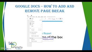 Google Docs  Insert and Remove Page Break [upl. by Anujra]