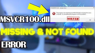 Fix MSVCR100dll is MissingNot Found in Windows 1011  Fix msvcr100DLL Error ✅ [upl. by Aynnat124]