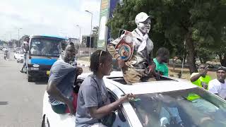 John Abaja Laryea and army of fans depart airport after safe arrival from the US [upl. by Ayetal]