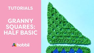 Hobbii Granny Squares Tutorial  Free Crochet Pattern Half Basic [upl. by Damien140]