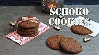 CHOCOLATE COOKIES SELBER MACHEN  Schoko Kekse backen außen knusprig innen weich Cookie Rezept [upl. by Rinna]