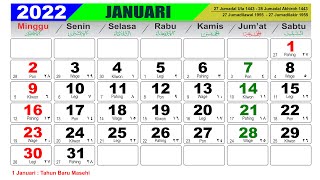 KALENDER TAHUN 2022 LENGKAP DENGAN LIBUR NASIONAL [upl. by Trebron]