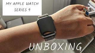 APPLE WATCH SERIES 9  STAINLESS STEEL GOLD 45MM  UNBOXING VIDEO [upl. by Earb]