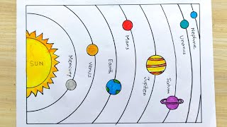 Solar system drawing easy  How to draw solar system easy  Solar system science project [upl. by Nnaegroeg]