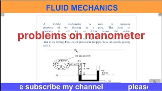 problems on manometer problems on pressure measurements devicesfluidmechanics [upl. by Nath104]