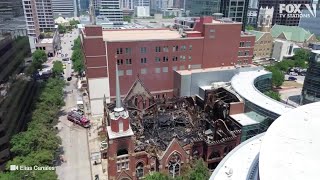 Drone video shows fire damage at First Baptist Dallas [upl. by Chatterjee]