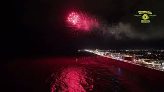 Labor Day Weekend 2024 Fireworks on Galveston Island at Seawall Blvd amp 37th Street Drone View [upl. by Oirasan]