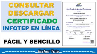 Como Consultar y Descargar CERTIFICADO de curso INFOTEP en LÍNEA  100 seguro [upl. by Retsek]