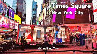 Times Square Welcomes 2024  NYC  4K Walking Tour [upl. by Ratna]