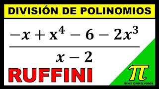 MÉTODO DE RUFFINI  División de polinomios  ejercicio resuelto [upl. by Soo]