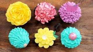 6 Buttercream Frosting Styles with a PETAL Piping Tip  My Cupcake Addiction [upl. by Aciamaj]