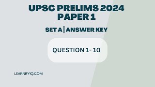 UPSC PRELIMS 2024┃ PAPER 1 ┃SET A┃ANSWER KEY QUESTION 110 [upl. by Scurlock]