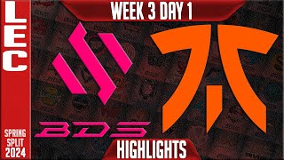 BDS vs FNC Highlights  LEC Spring 2024 W3D1  Team BDS vs Fnatic [upl. by Eetsirhc]