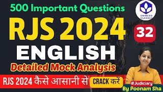 RJS 2024  Complete English Mock Test 32 With Poonam Sha  for Rajasthan Judiciary english rjs [upl. by Cristin]