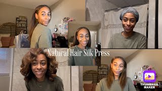 How I Silk Press on Natural Hair at Home  No Frizz DIY [upl. by Acisse]