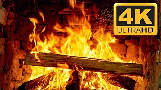 Birchwood Fireplace Burning in Cold Night🔥Cozy Christmas Fireplace 4K 2024 amp Crackling Fire 3 Hours [upl. by Llenehc762]