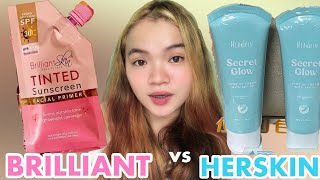 BRILLIANT TINTED SUNSCREEN VS HERSKIN TONE UP CREAM [upl. by Ennayk939]