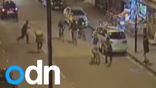 CCTV shows moment 15yearold is fatally stabbed on busy London street [upl. by Nnylirret493]