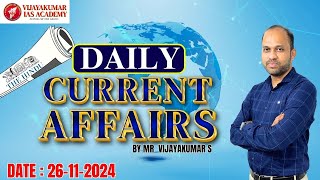 DAILY CURRENT AFFAIRS  THE HINDU NEWS PAPER 26112024   BY MR VIJAYAKUMAR S [upl. by Dorina]