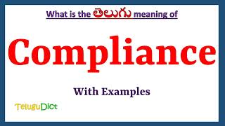 Compliance Meaning in Telugu  Compliance in Telugu  Compliance in Telugu Dictionary [upl. by March978]