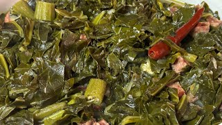 Collards With Smoked Sausage And Pickled Okra [upl. by Hurley]