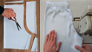 Tips for cutting and sewing clothes Easy steps for beginners  With elastic waist [upl. by Ikoek]