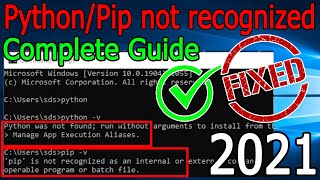 ✅FIXED Pythonpip is not recognized as an Internal or External command Python Command Error SOLVED [upl. by Shelburne544]