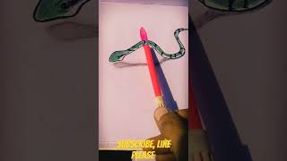 How to draw 3D snake 🐍3D Snake drawingtrendingart shortsviral ytvideoviralreels 🐍 [upl. by Veron]